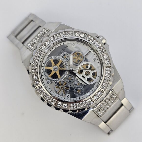 Guess Reveal Women's Watch 38MM Gray Dial Gray Bracelet Band 5.75" New Battery - Picture 1 of 11